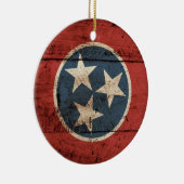 Tennessee State Flag op Old Wood Grain Keramisch Ornament (Rechts)