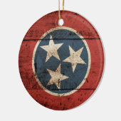 Tennessee State Flag op Old Wood Grain Keramisch Ornament (Links)