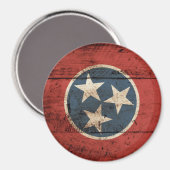Tennessee State Flag op Old Wood Grain Magneet (Voorkant / Achterkant)