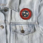 Tennessee State Flag op Old Wood Grain Ronde Button 5,7 Cm (In situ)