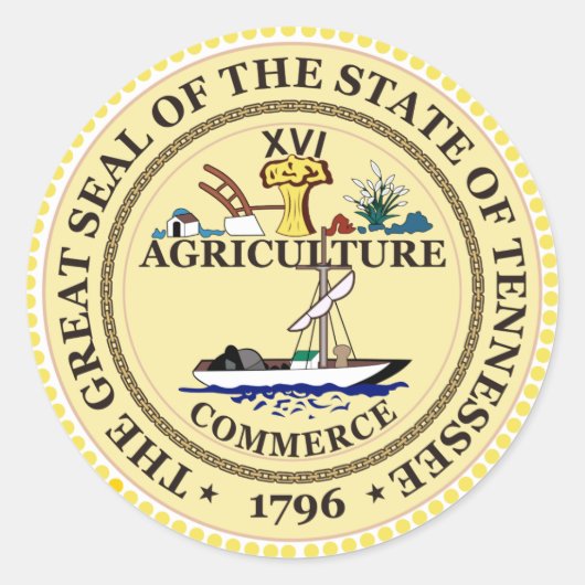 Tennessee State Seal Ronde Sticker (Voorkant)