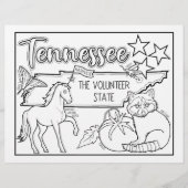 Tennessee State Shape and Facts Kleurplaat Flyer (Voorkant)