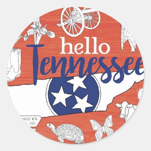 Tennessee State Symbols Volunteer State Afbeelding Ronde Sticker (Voorkant)