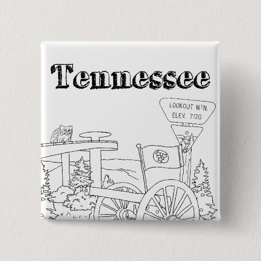 Tennessee State Symbols Volunteer State Afbeelding Vierkante Button 5,1 Cm (Voorkant)