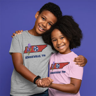 Tennessee Vlag & Bloem Paarse Iris Aangepaste Teks T-shirt