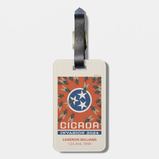 Tennessee Vlag Cicada Invasion Bagagelabel (Achterkant verticaal)