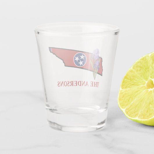Tennessee Vlag met State Flower Iris Aangepaste te Shot Glas (Achterkant)