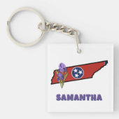Tennessee Vlag met State Flower Iris Aangepaste te Sleutelhanger (Voorkant)