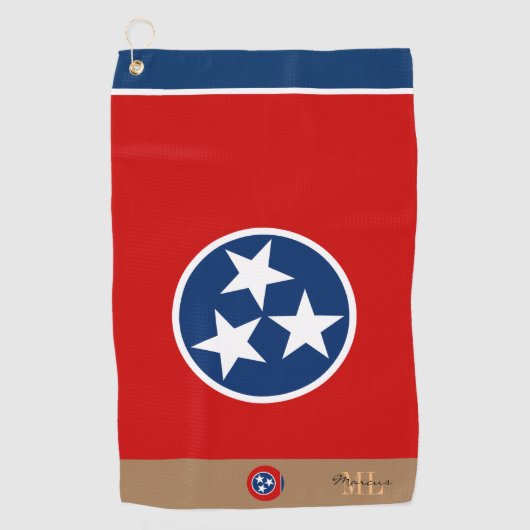 Tennessee vlag & Tennessee monogrammen/golf Golfhanddoek (Voorkant)