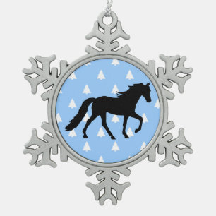 Tennessee Walking Horse Witte kerstbomen Tin Sneeuwvlok Ornament