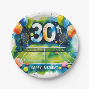 Tennis 30e verjaardag thema papieren bordje