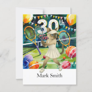 Tennis 30e verjaardag voor Siamese kat liefhebbers Briefkaart
