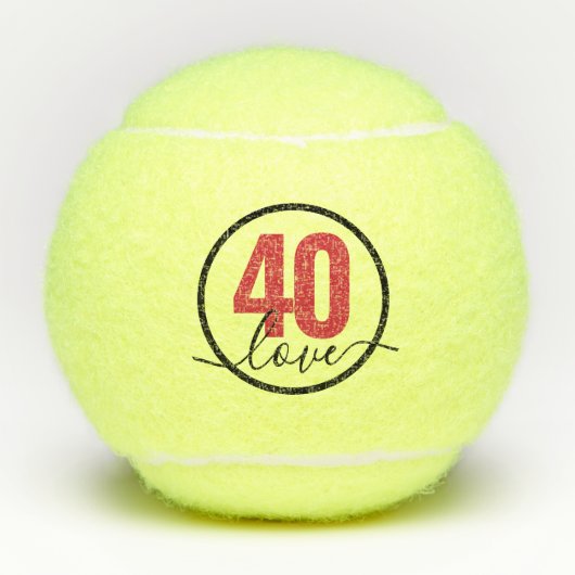 Tennis 40e verjaardag 40 Love Monogram Tennis Ball Tennisballen (Voorkant)
