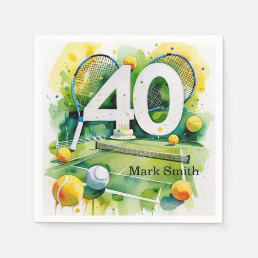 Tennis 40e verjaardag servet (Voorkant)
