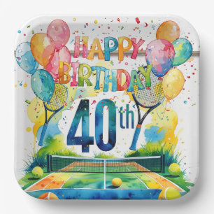 Tennis 40e verjaardag tennisbal en nummer papieren bordje