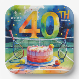 Tennis 40e verjaardag tennisbal en nummer papieren bordje