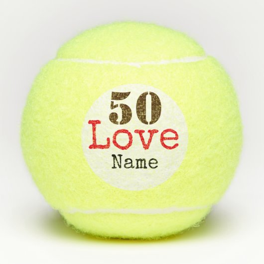 Tennis 50e Anniversaire balle avec amour et nom (Devant)