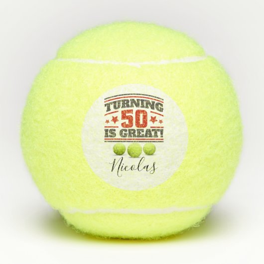 Tennis 50e anniversaire est grand avec des balles (Devant)
