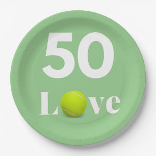 Tennis 50e Verjaardag Jubileum met LIEFDE tekst Papieren Bordje