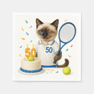 Tennis 50e verjaardag voor kattenliefhebbers servet