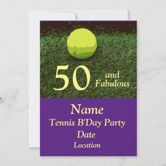 Tennis 50ème et Fabuleux Anniversaire Invitation (Devant)