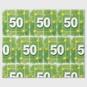 Tennis 50ste verjaardag met ballen op het veld cadeaupapier