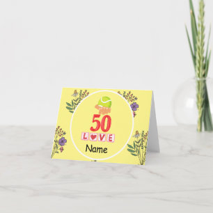 Tennis 50ste verjaardag op tennisbal voor speler kaart