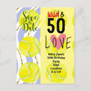 Tennis 50ste verjaardag Reserveer de datum voor s Briefkaart