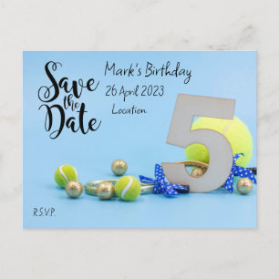 Tennis 5e verjaardag Save the Date uitnodiging