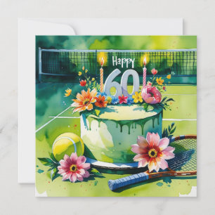 Tennis 60e verjaardag met tennisbal en nummer kaart