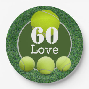 Tennis 60e verjaardag tennisbal liefde papieren bordje