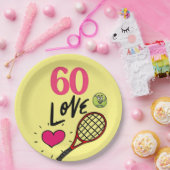 Tennis 60ste verjaardag met racket voor party papieren bordje (Feest)