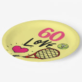 Tennis 60ste verjaardag met racket voor party papieren bordje (Gekanteld)