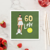 Tennis 60ste verjaardag voor vrouwelijke speler servet (Insitu)