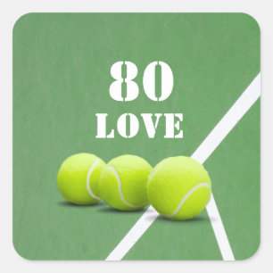 Tennis 80ste verjaardag met liefde voor speler vierkante sticker