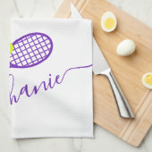 Tennis - Aangepaste Paarse scriptnaam Theedoek (Quarter Fold)