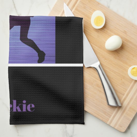 Tennis Abstract Paars en zwarte keukenhanddoeken (Quarter Fold)