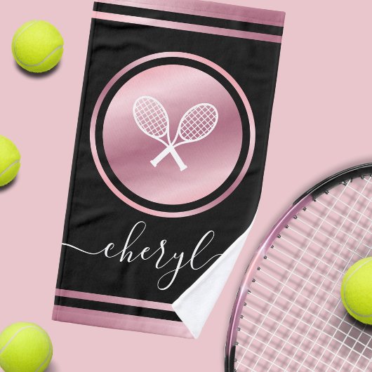 Tennis Aesthétique rose serviette à main avec nom 