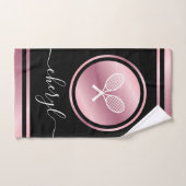 Tennis Aesthétique rose serviette à main avec nom  (Serviette à main)