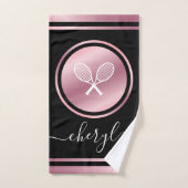 Tennis Aesthétique rose serviette à main avec nom  (Serviette à main)