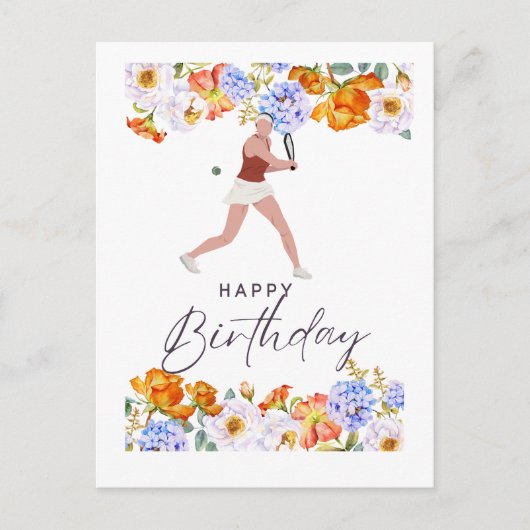 Tennis Anniversaire pour Joueuse Carte postale (Devant)