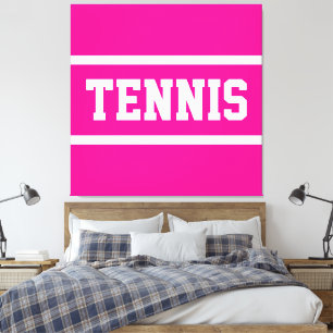 TENNIS Atletisch Helder Mooi Roze Witte Strepen Canvas Afdruk
