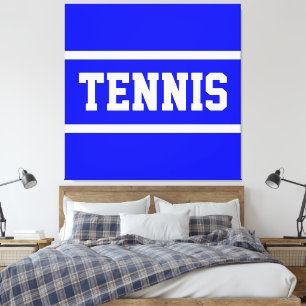 TENNIS Atletisch helderblauw met witte strepen Canvas Afdruk