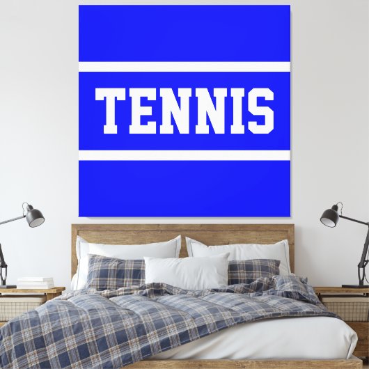 TENNIS Atletisch helderblauw met witte strepen Canvas Afdruk (Insitu (Slaapkamer))