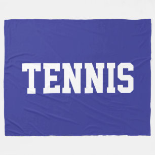 TENNIS Atletische Sportieve Witte Tekst Op Diepbla Fleece Deken