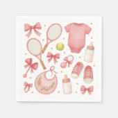 Tennis Baby Meisje in Roze thema met racket Servet (Voorkant)
