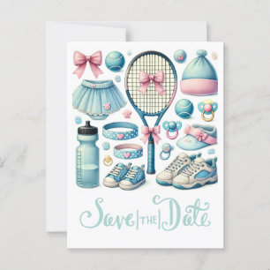 Tennis Baby shower voor Baby Boy Blue thema Briefkaart