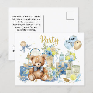Tennis Baby shower voor Baby Boy Blue thema Briefkaart