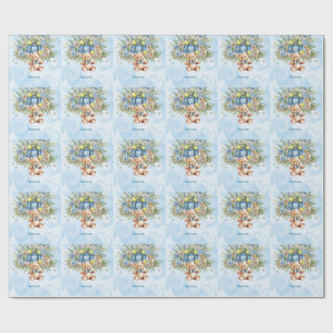 Tennis Baby shower voor Baby Boy Blue thema Cadeaupapier