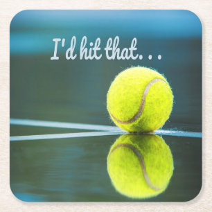 Tennis bal, ik zou die grappige cadeautje pakken vierkante kartonnen onderzetter